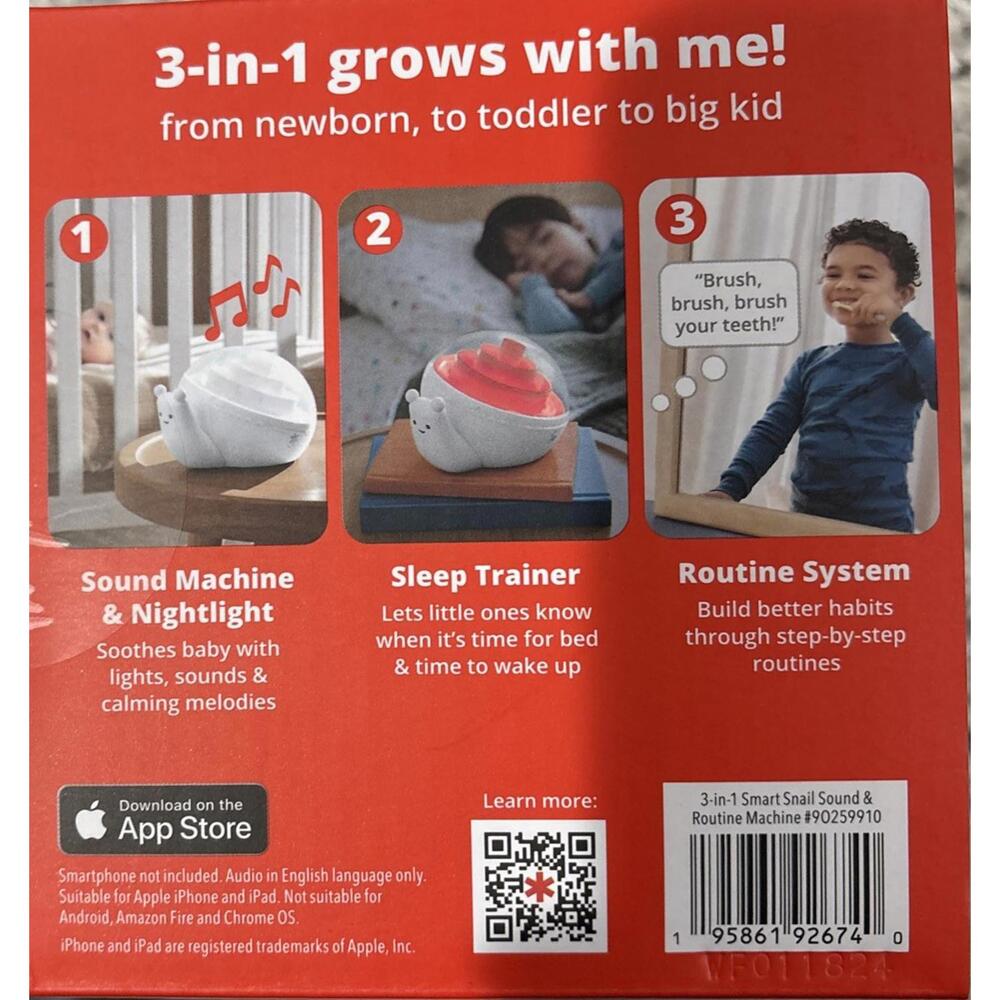 Skip Hop 3-in-1 Smart Snail Baby Sound & Routine Machine, White - Picture 2 of 2